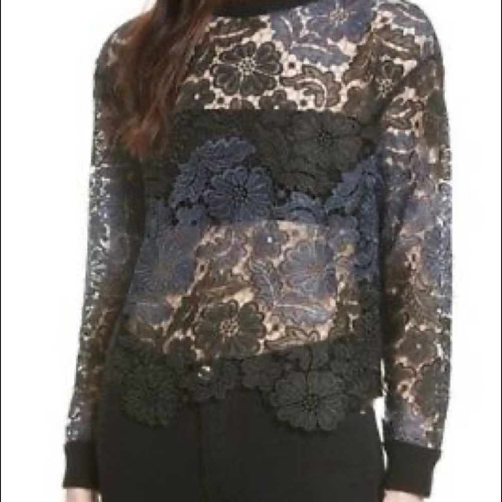 Alice + Olivia Jesse Lace Pullover Sweater